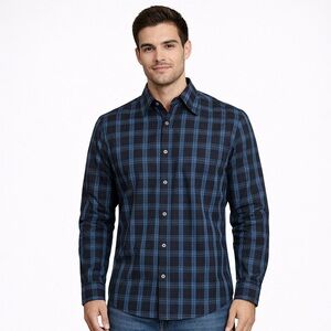 Men's Blue Plaid Shirt